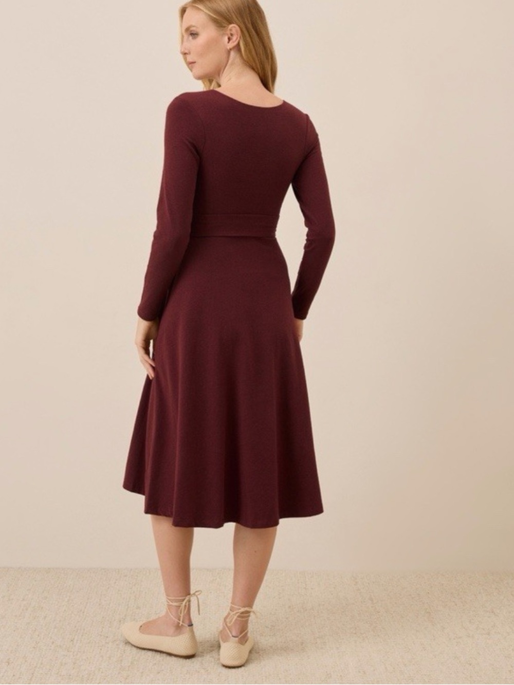 Pact Fit And Flare Wrap Midi Dress Ruby Heather L - Picture 7 of 9